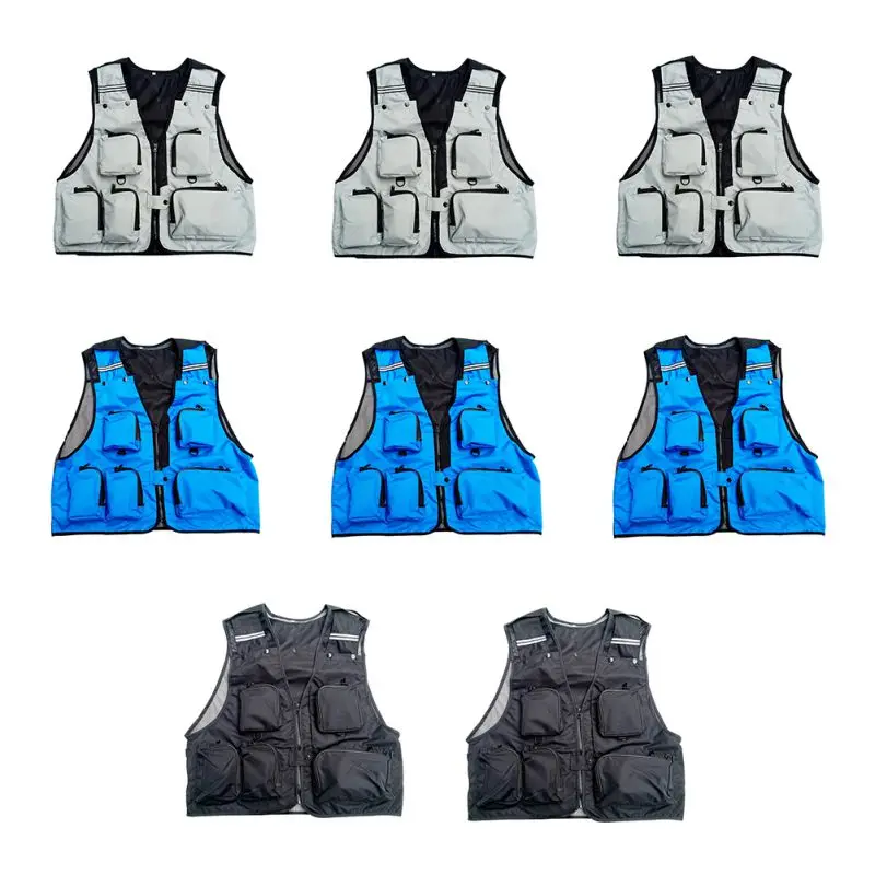 Fishing Vests Casual Multi Pocket Water Resistant Breathable Zipper Jacket Waistcoat Outdoor Sportswear For Photography Travel