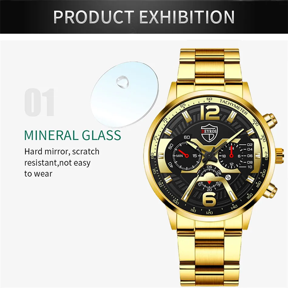 2022 Mens Fashion Watches Luxury Men Stainless Steel Quartz Wrist Watch Male Business Casual Gold Bracelets relogio masculino
