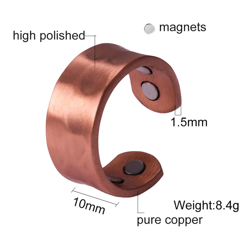 Finger Ring Vinterly Pure Copper Mens Finger Ring Magnetic Bands Arthritis Pain Relief Adjustable Resizable Jewelry