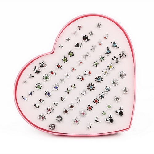 Multi-style Colorful Animal Heart Star Moon Geometric Crystal plastic Stud Earring Set For Women Girls Jewelry Gifts