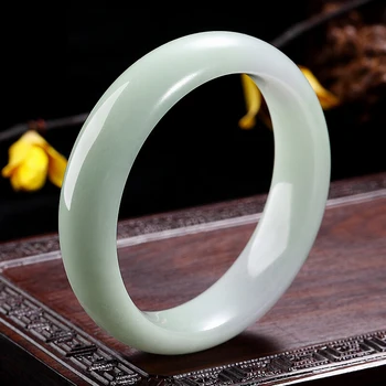 

Zheru Pure Natural Myanmar Jade A-Class 54mm-62mm Light Bracelet Fine Princess Jade Bracelet Send Certificate