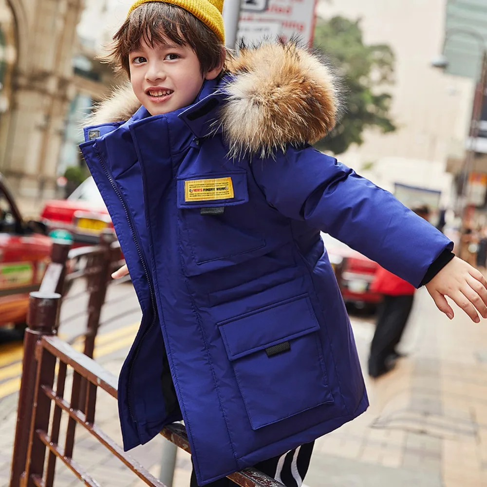 Autumn Winter Boys Jackets Fur Collar Baby Girls Down Coat Casual Children Hooded Outwear Girls Winter Down Jackets