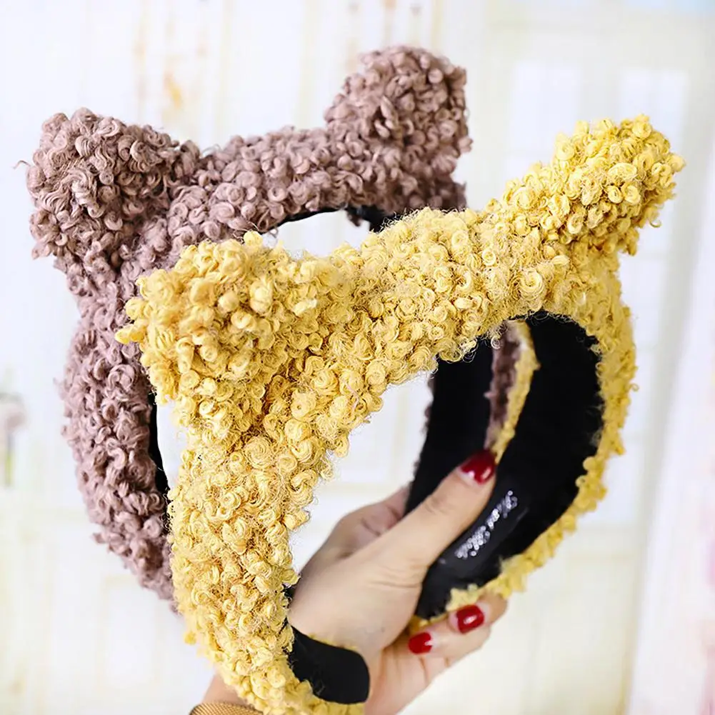 

2019 New Arrival Women Cute Solid Color Fluffy Wide Band Hair Hoop Headband Headwear Photo Props hair accessories Hair Hoop/hair