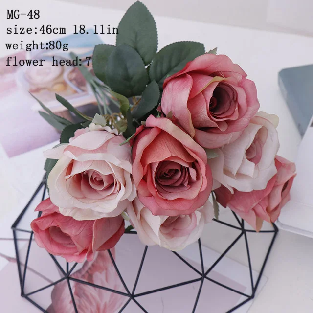 MG48-light pink Искусственные розы шелковые цветы для домашнего свадебного стола украшения оптом Искусственные цветы Букет Поддельные розы - Цвет: MG48-light pink