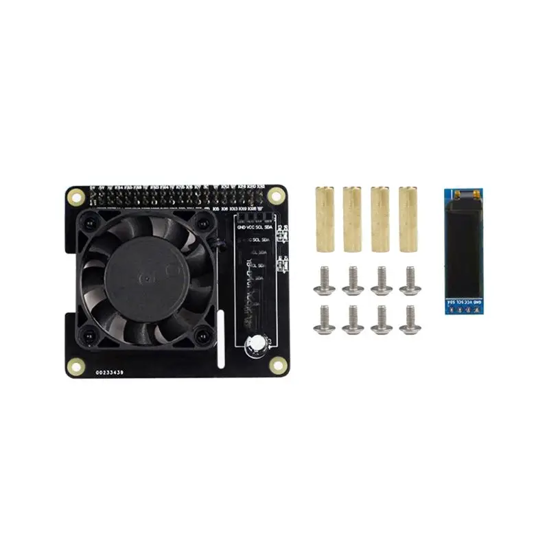 

Cooling Fan Expansion Board Cooler with LED Light OLED for Raspberry Pi 4B/3B Q84A