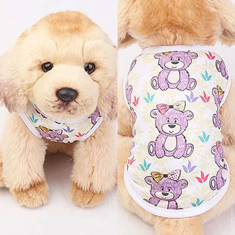 2021 Summer Cartoon Cat Vest Dog T-Shirts Print Pet Clothes Costume Cats Thin Clothing For Small Dogs Chihuahua Cute Puppy Vest