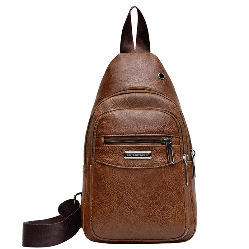 light brown Usb PU нагрудные сумки унисекс Бостонская сумка модная мужская полиэфирная Дорожная сумка на ремне нагрудная сумка через плечо с зарядкой через usb - Цвет: light brown