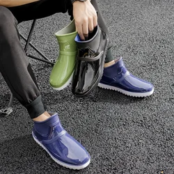 Fashion Unisex Rain Boots Non-slip Rain Shoes Ankle Boots Round Toe Platform Boots Outdoor Working Kitchen Fishing Water Shoes