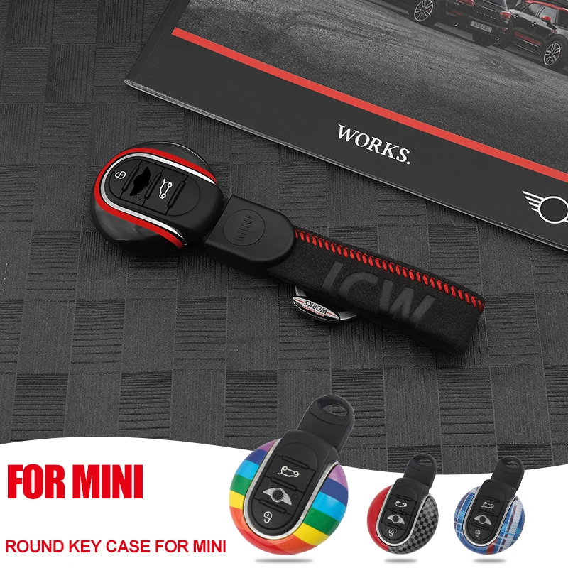 For MINI Cooper Key Case for Car Cover F54 F55 F56 F60 One D S KeyChain Union Jack Bulldog JCW Protecter Car Styling Accessories