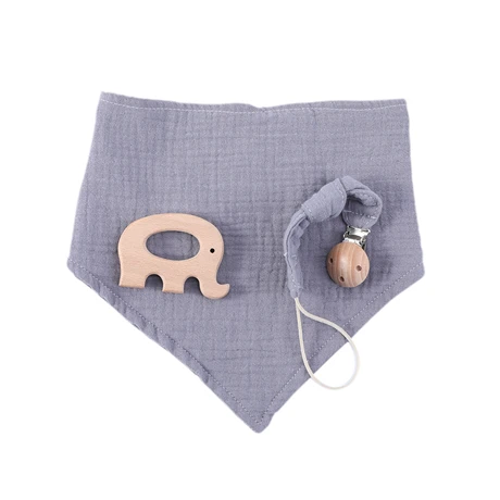 Grey set Детские нагрудники, шарф, хлопковое треугольное полотенце для малышей, слюнявчик, полотенце, соска, клипса, цепь, зимний шарф с кисточками, Товары для малышей 0-12 месяцев - Цвет: Grey set