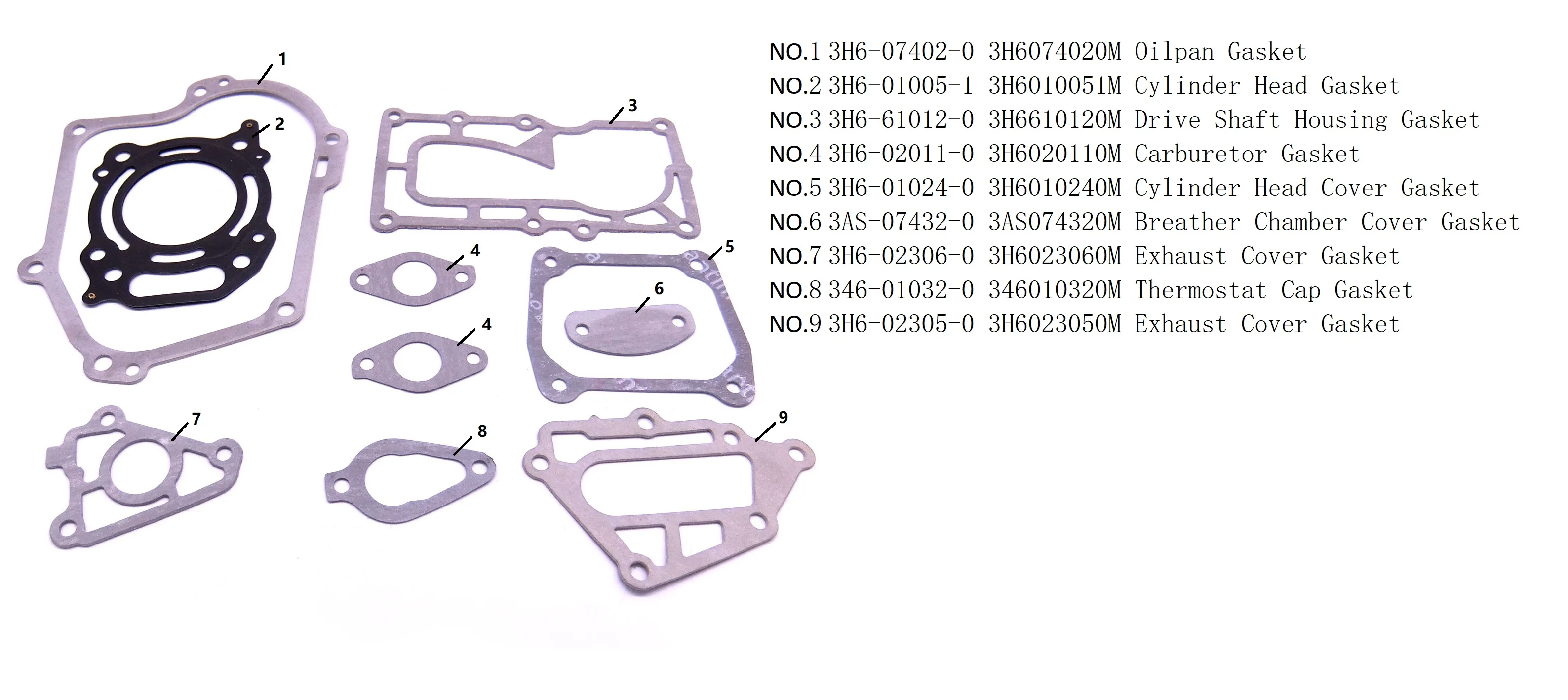 Комплект прокладок для Tohatsu Nissan 4hp 5hp 6hp 4-х тактный NSF4B NSF5B NSF6B MFS4B MFS5B MFS6B