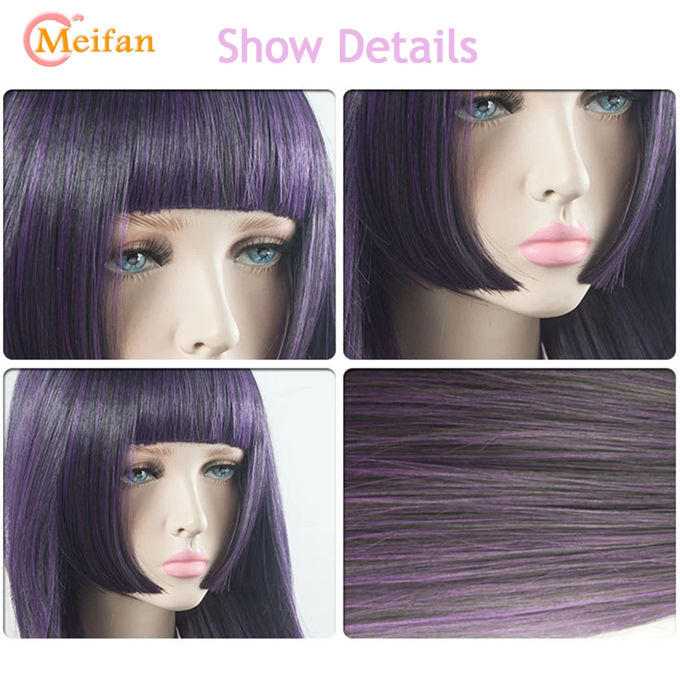 Synthetic Wig MEIFAN Cosplay Anime 100cm Long Straight Heat Resistant Purple Black Natural Hair Cosplay Costume Party Wig synthetic wig halloween wig