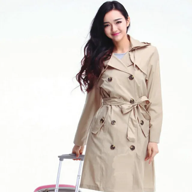 Térd Hosszú Köpenyő Esőkabátos Nők Övvel, Vízálló Esőkabát Ponchos Dzsekik Női Chubasqueros Átjárók Capa De Chuva - Image 5