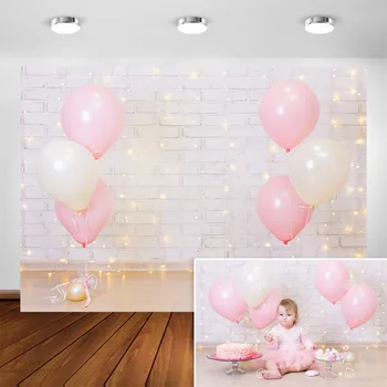 

Photography Backdrop Girl Birthday Party Light Brick Wall Balloon Baby Child Portrait Background for Photo Studio Photocall