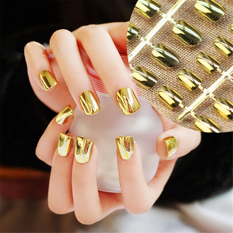 Новый стиль панк-рок металлический цвет золото серебро арт наклейки для ногтей DIY