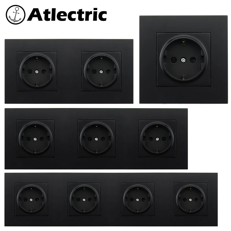 

Atlectric EU/DE/RU Standard Power Plug Socket Electrical Outlet Plastic Panel Socket 16A 110-250V Wall Socket