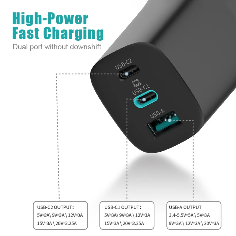 - Nohon 65W GaN PD USB C Charger For IPhone Charger Fast Quick Charge Portable Cargador For Notebook Tablet