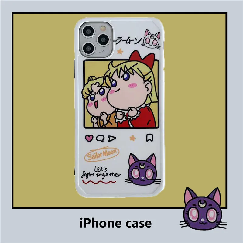 Японский милый мультяшный чехол для телефона Сейлор Мун для iPhone 7 7plus 8 8plus 11 pro X XS Max XR Матовый Мягкий ТПУ чехол-накладка