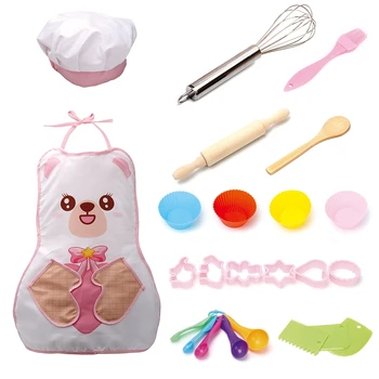 

24Pcs Chef Set Role Play Children Kitchen Cooking Baking Toys Costume Cooker Play Kit Friends Game