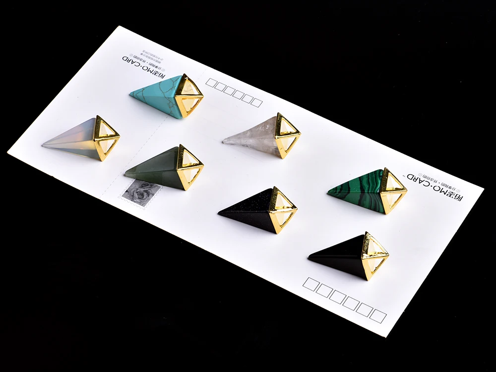 1 шт. натуральный с украшением в виде кристаллов минеральная украшения конический Пирамида кулон Благородный Мода пара подвески, ожерелья; отличный подарок;