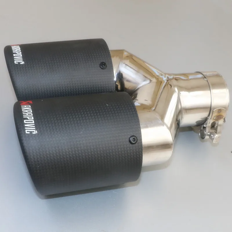 1 шт. Универсальный двойной akrapovic выхлопная насадка матовое углеродное волокно выхлопной трубы quad AK глушитель
