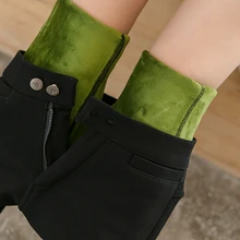 Флисовые бархатные леггинсы с карманами размера плюс женские толстые теплые черные зимние антицеллюлитные термо керст пуш-ап штаны