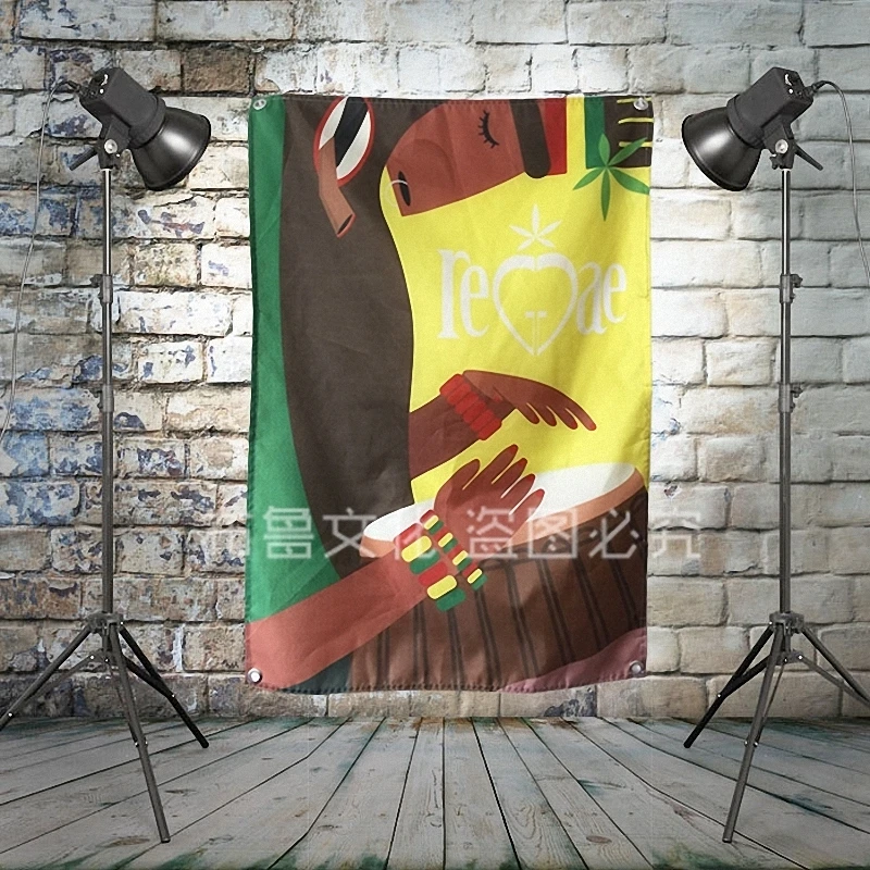 

Reggae Rock Band Poster Cloth Flag Banner Hanging Pictures Music Festival Musical Instrument Store Decor