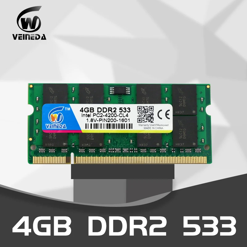 

VEINEDA Ram Sodimm ddr2 4gb 2gb 1gb 533MHz 1.8V Ram ddr 2 4 gb 533 ddr2 PC2-4200 notebook memory DIMM