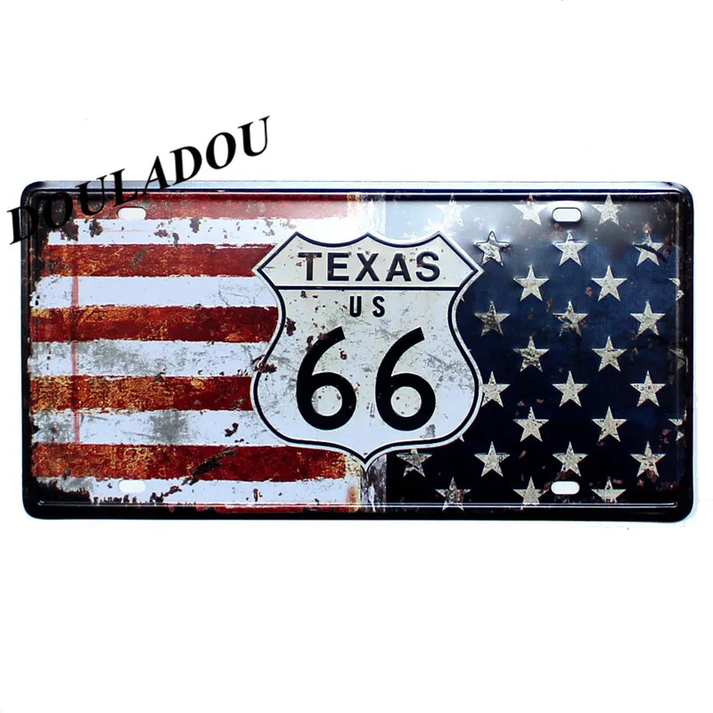 [Douladou] Route 66 винтажная Классическая живопись Декор гаражная комната металлическая жестяная вывеска бар клуб номер автомобиля настенная табличка Poster30x15CM