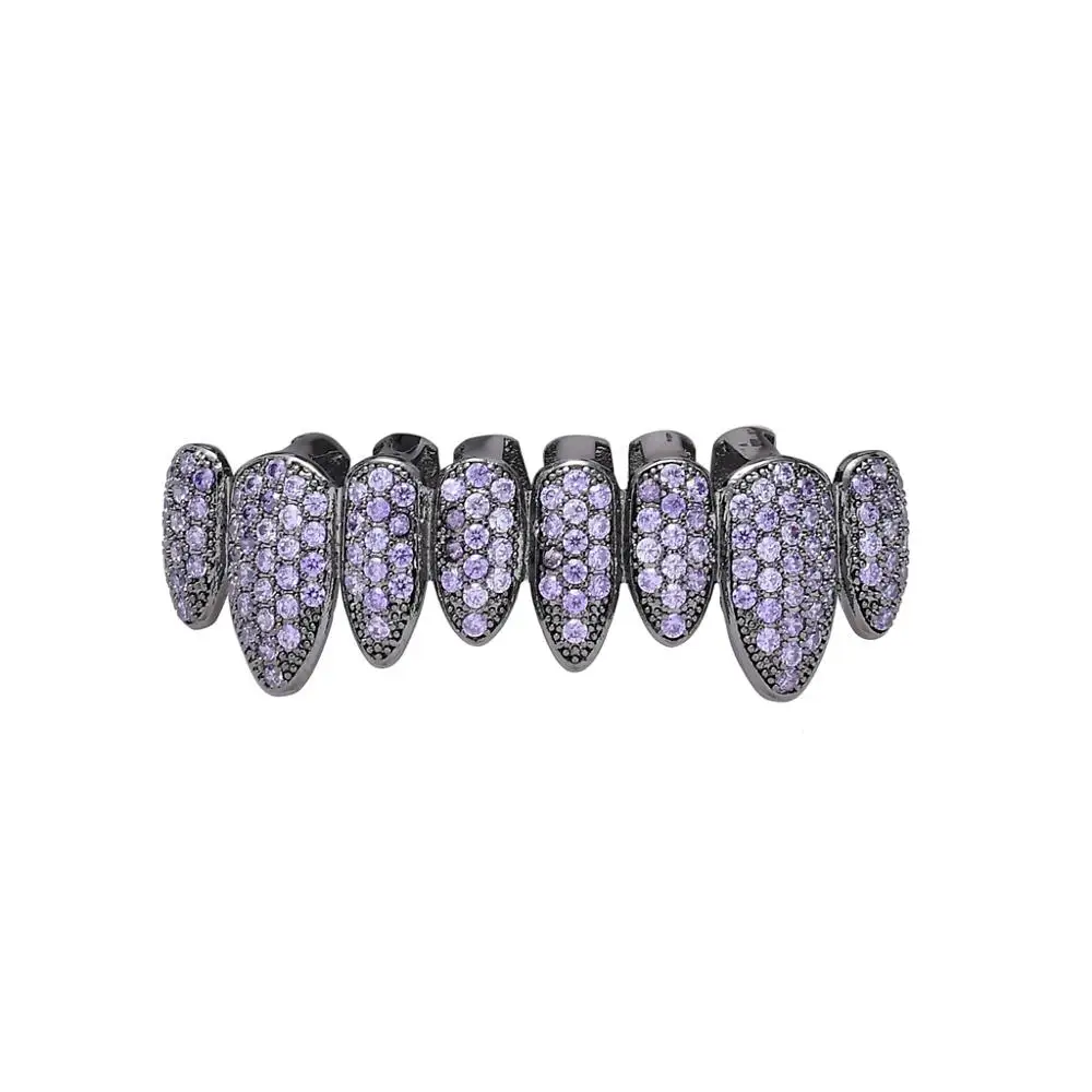 Новые восемь циркона Grillz с цирконом хип-хоп брекеты нерегулярные личности цветные золотые зубы - Окраска металла: Lavender bottom