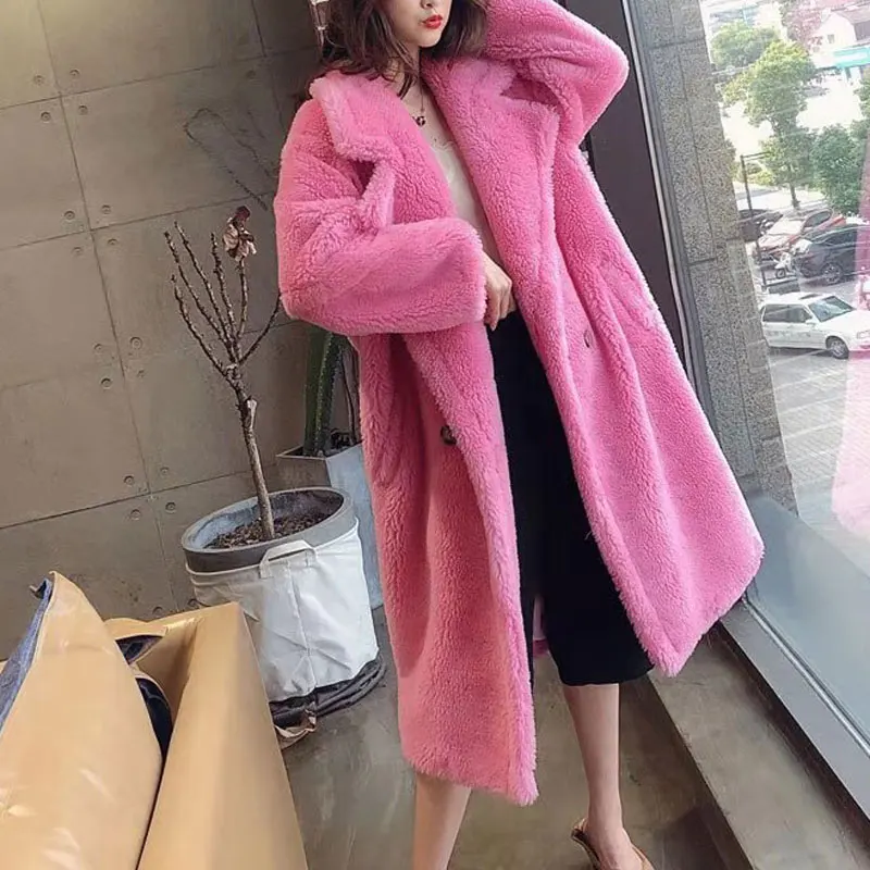 

Bella Philosophy Women Winter Faux Fur Warm Long Coat Long Sleeve Female Thick Teddy Bear Coat Casual Loose Oversize Outwears