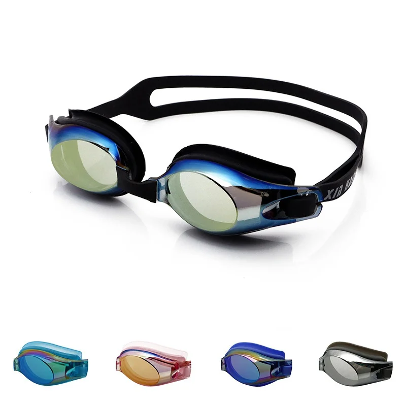 Унисекс для мужчин и женщин HD красочные силиконовые Плакированные плавательные очки анти туман водонепроницаемые Регулируемые очки