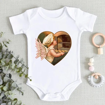 

Lovely Baby Girl Boy Bodysuit Newborn Trendy Harajuku Infant Clothes Funny Angel Toddler Jumpsuits Ropa de bebe Streetwear