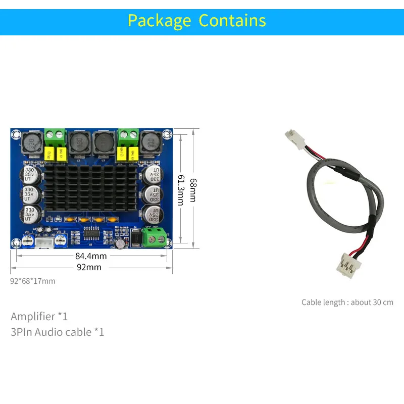 UNISIAN TPA3116 오디오 증폭기 보드 2.0 채널 120W 최대 TPA3116D2 고전력 디지털 스테레오 증폭기