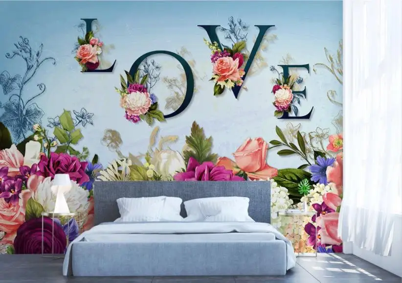 Custom Simple modern flower rose wallpaper for walls 3 d American pastoral background wall decoration painting | Обустройство дома