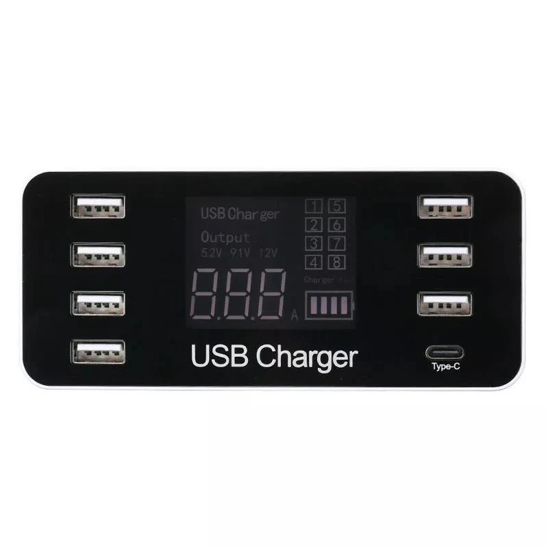 40 Вт 8A США/ЕС/Австралия/Великобритания QC3.0 Смарт USB зарядное устройство настольная быстрая зарядная станция type-c ЖК-дисплей 7 USB порт зарядное устройство разъем для xiaomi - Цвет: A9 no QC3.0