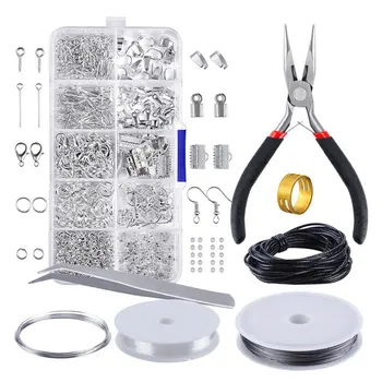 

DIY Jewelry Findings Kit Earring Hooks Pliers Beading Wires Jump Ring Jewelry Making Supplies for DIY Repairing Making Earrings