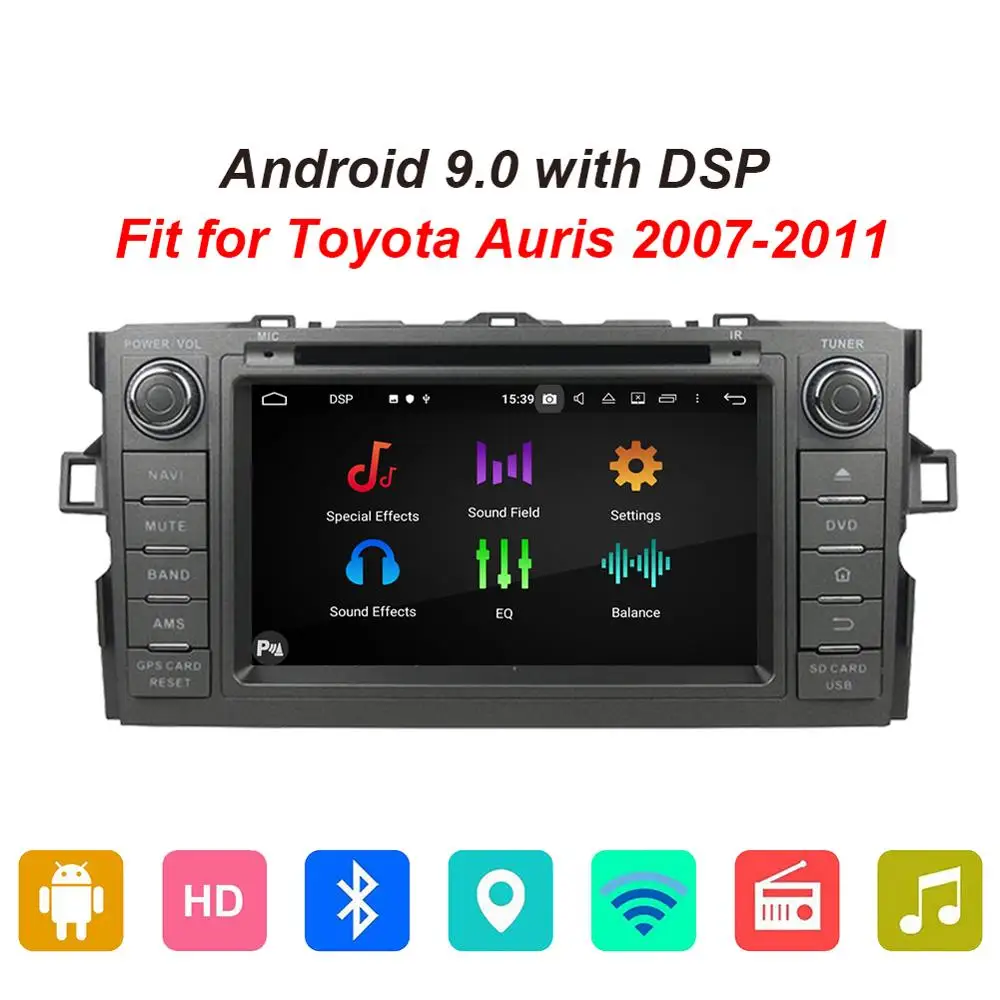 Автомагнитола с восьмиядерным процессором Android 9 0 GPS-навигацией для Toyota Auris 2007 2008