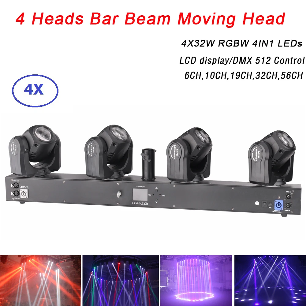 2020 New RGBW 4IN1 Moving Head LED Bar Beam Light 4 Head 32W RGBW LED Disco Light Dj Lighting Effect Beam Moving Head Light