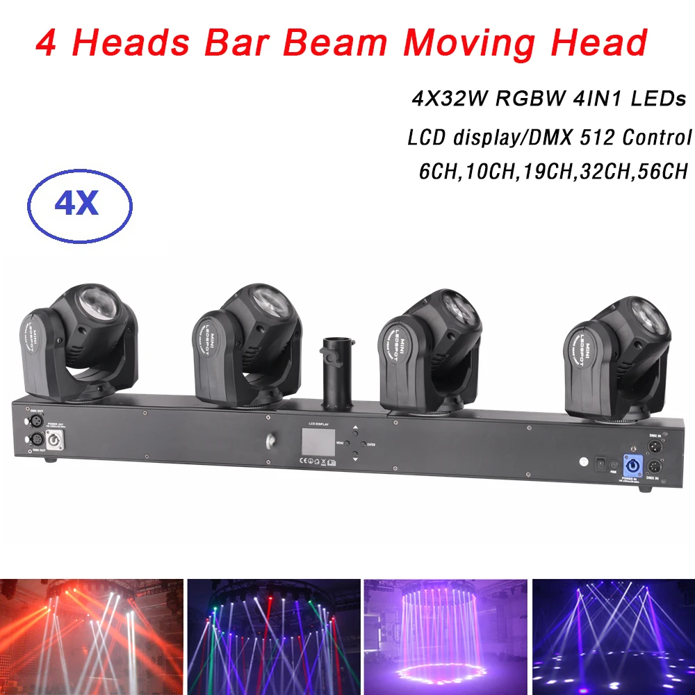 4X Bühnenlicht Moving Head LED Lichteffekt DJ Disco DMX512 RGBW Bar Party 