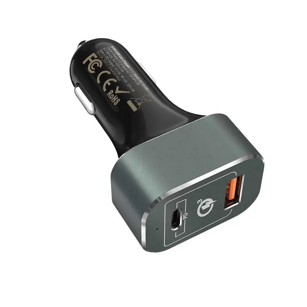 

Quick Charge 3.0 USB C Car Charger 63W 2-Port with 45W PD Port & 18W Fast Charge Port for MacBook Pro,Galaxy S10/S9/Plus/Note 9