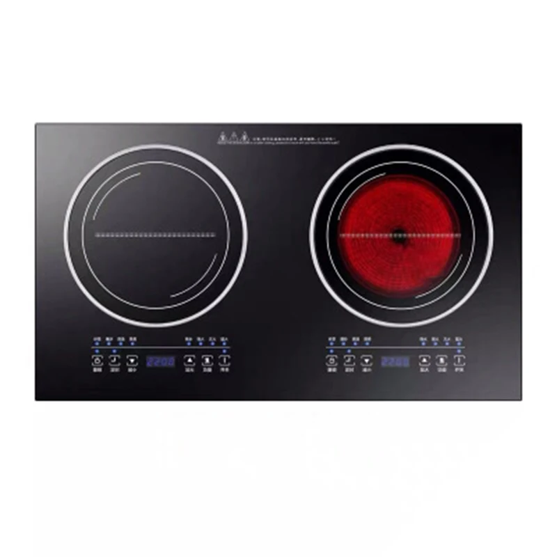 double stove induction cooker household embedded panel cooktop stove and ceramic stove embedded dual use independent control Household Induction Hob Cooker Double-burner Electric Cooktop Induction Cooker+Radiant Cooker 2 in 1 Desk Type/Embedded Dual Use