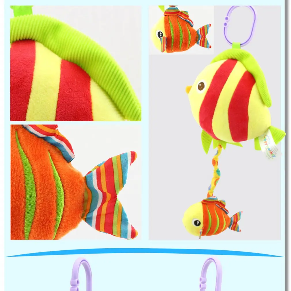 Baby Rattle Plush Toy Marine Animal car pendant Crib Bed Hanging Animal Teether Interaction Colorful Fun Early Educational Dolls