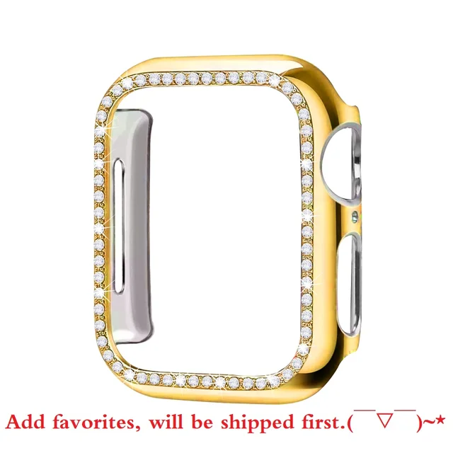 Diamond Bumper Protective Case for Apple Watch Cover Series 7 SE 65432 38MM 42MM For Iwatch 40mm 44mm Smart Bracelet Accessories Glod