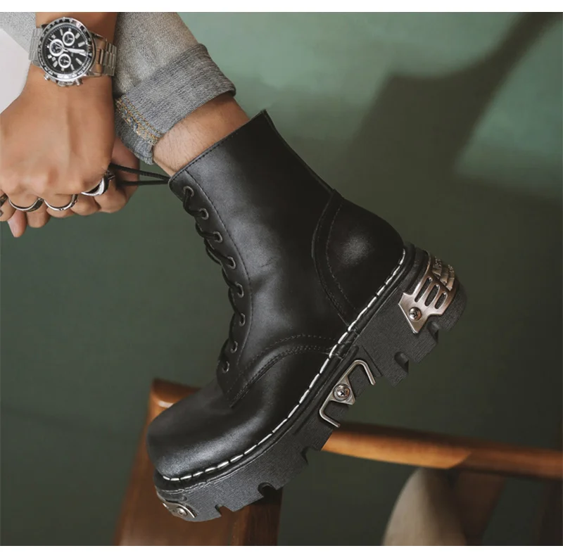 Botines negros estilo Punk de plataforma para hombre con cordones y  cremallera botas de moto Otoño Invierno para Hombre Zapatos gruesos góticos  decoración metálica JUN（#Black） | Linio Perú - GE582FA0ZIC8XLPE