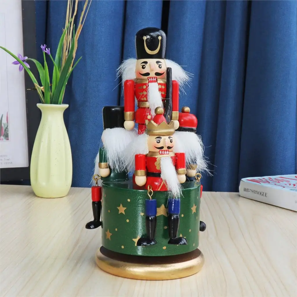 Деревянная кукла Щелкунчик, кукольные фигурки, 4 солдата, игрушка, музыкальная шкатулка, Рождественский Декор, подарок для детей, офисные украшения, украшение для дома
