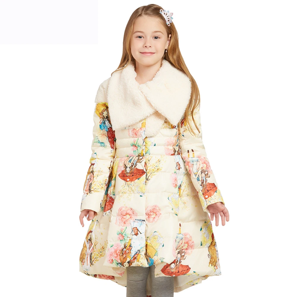 

Beautiful Down Jacket Girls 2019 New European Brand Princess Winter Coat and long sections