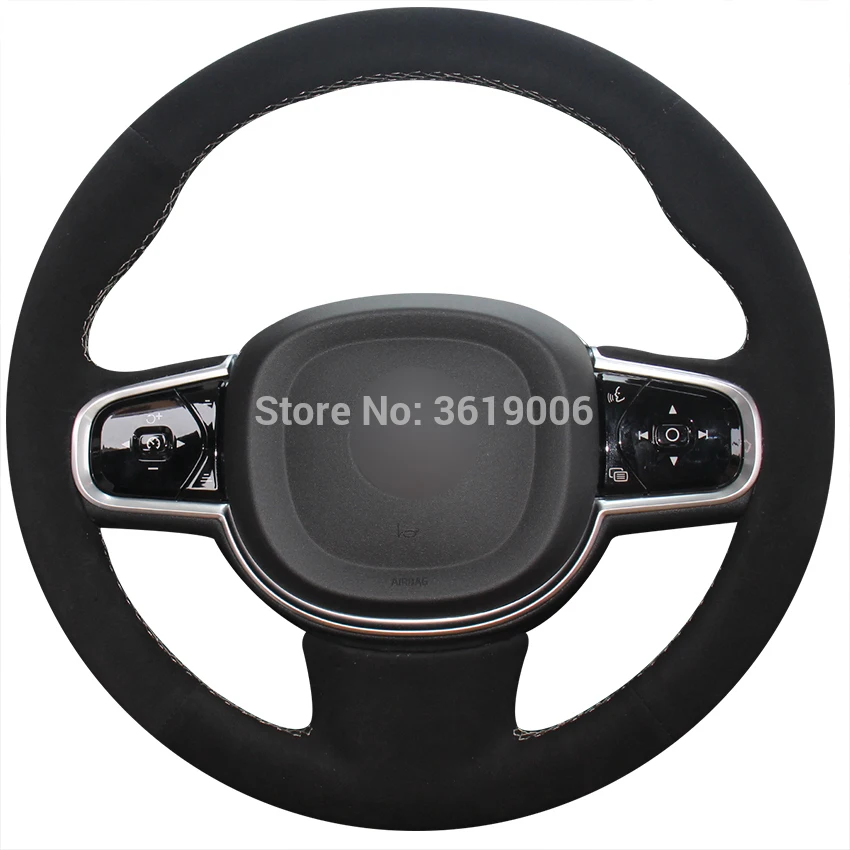 Hand Sewing Black Suede Car Steering Wheel Cover for Volvo XC90 2015-2017 | Автомобили и мотоциклы