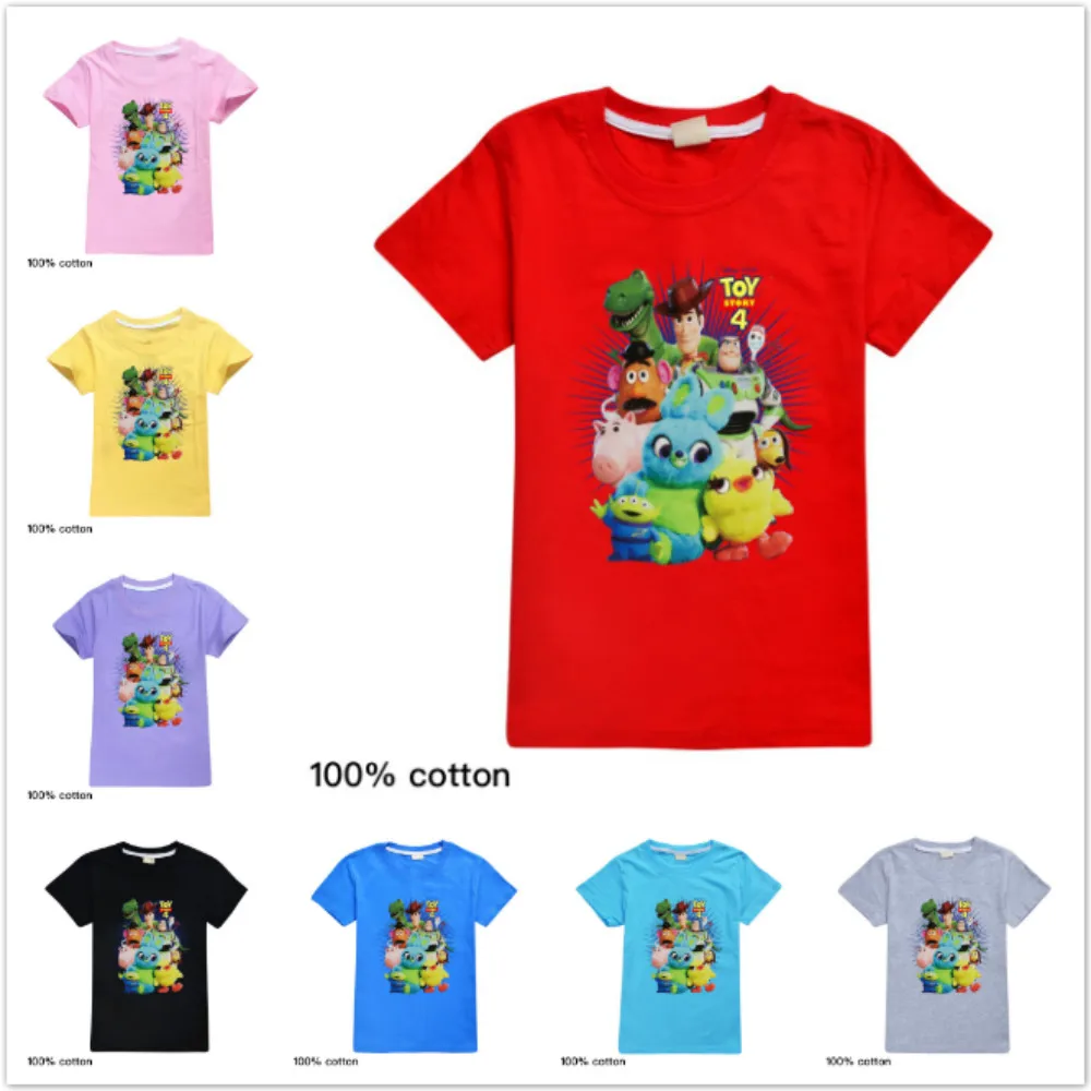 

Pixar Toy Story 4 Print Cartoon Baby Boy Short Sleeve T Shirt Children Clothes Buzz Woody Summer Kid Girl Cotton Top Tee Costume