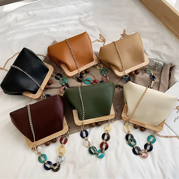 

WENYUJH Boho Ladies Hand Bag Clutch Purse Wedding Party Bag Acrylic Handle Beach Luxury Design PU Leather Women Shoulder Bags